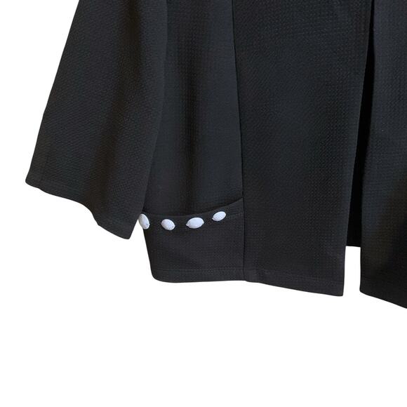 Perceptions Short Jacket Womens Black Open Size 14 Pockets White Buttons - Picture 4 of 9